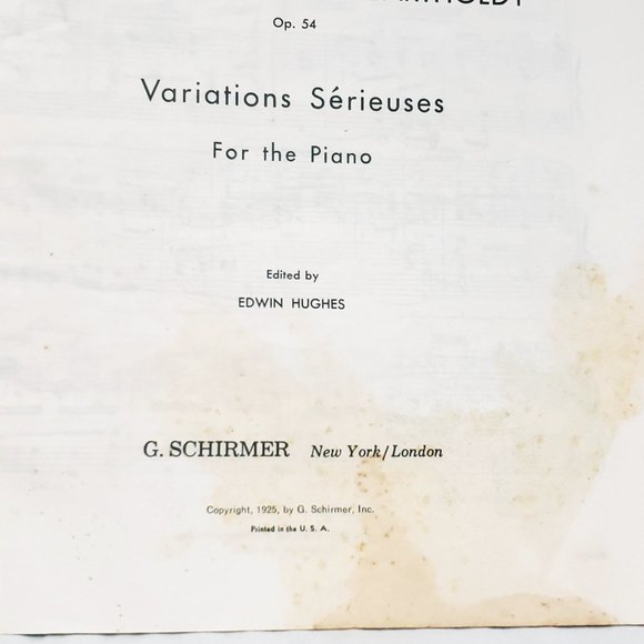 Mendelssohn Schirmer's Library Musical Classics Piano Sheet Music 1967 Variation - Picture 4 of 6